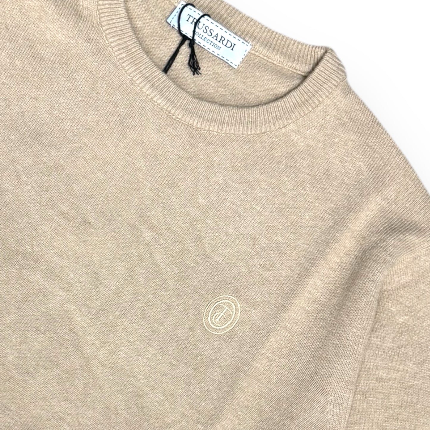 Maglioncino TRUSSARDI Uomo, con logo ricamato lato cuore, col.Beige