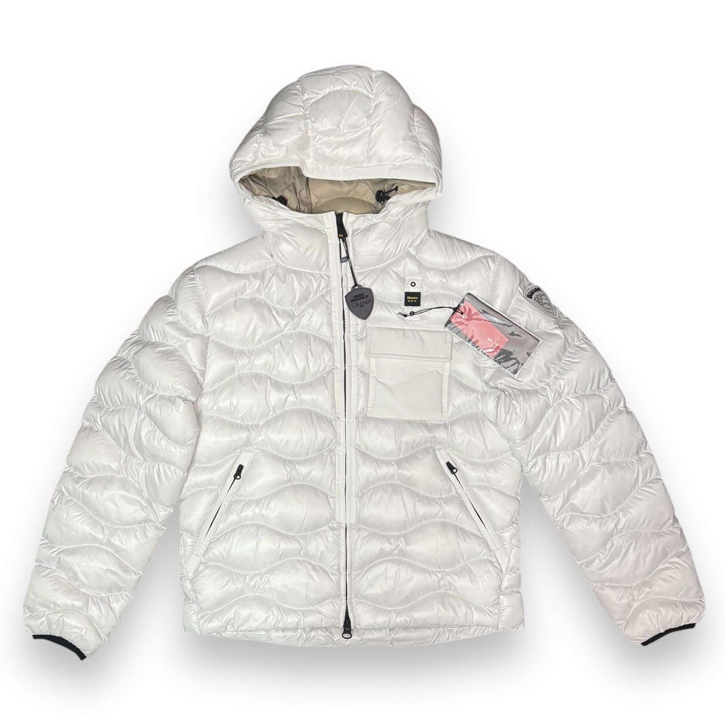 Giubbotto BLAUER con trama ad onde e taschino in petto,Col.Bianco imbott.(Ovatta - 2025)