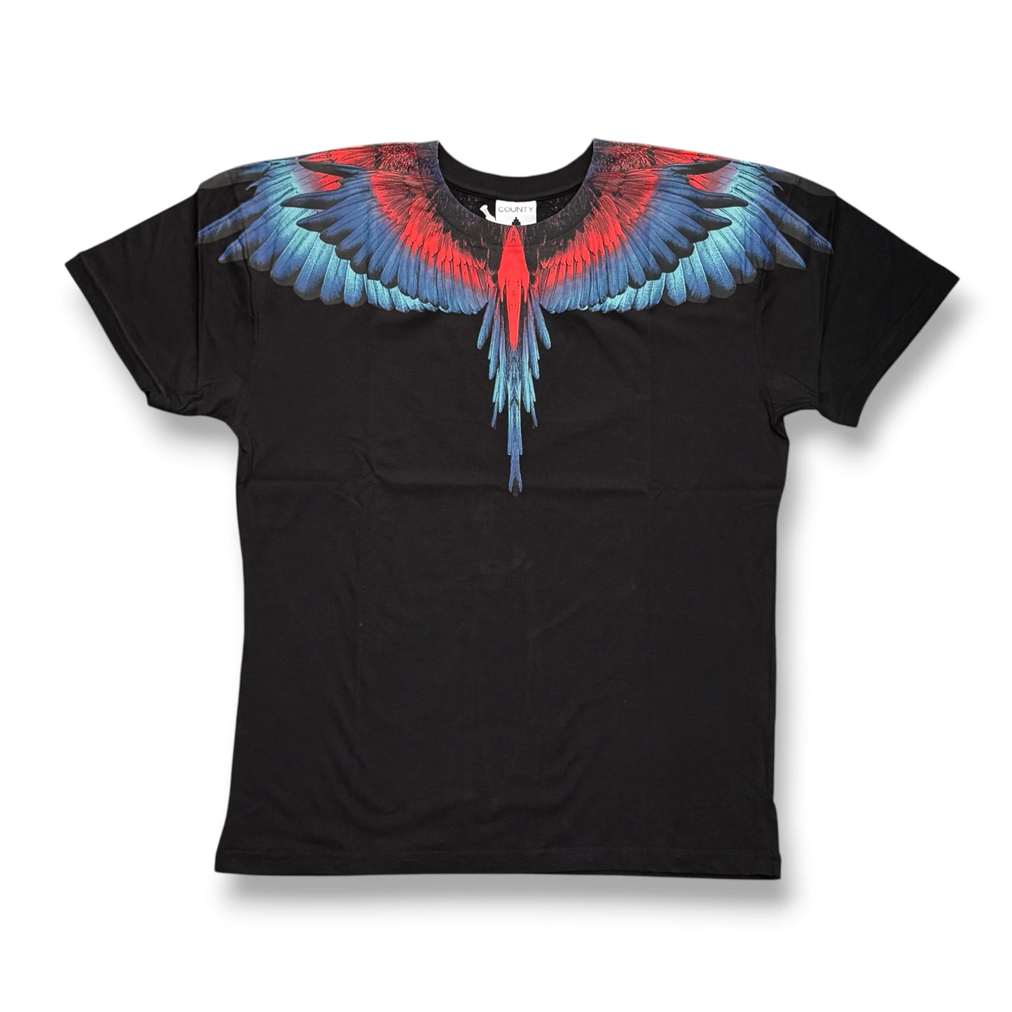 COUNTY OF MILAN- T-Shirt Uomo con stampa Rossa/Blu, Col.Nero