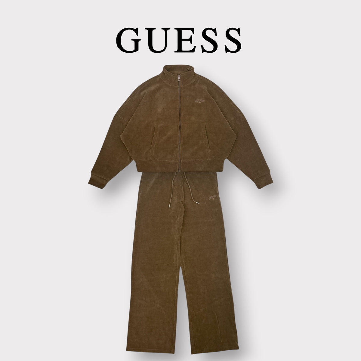GUESS- Tuta completa Donna, a costine, tex.Velluto, Col.Marrone
