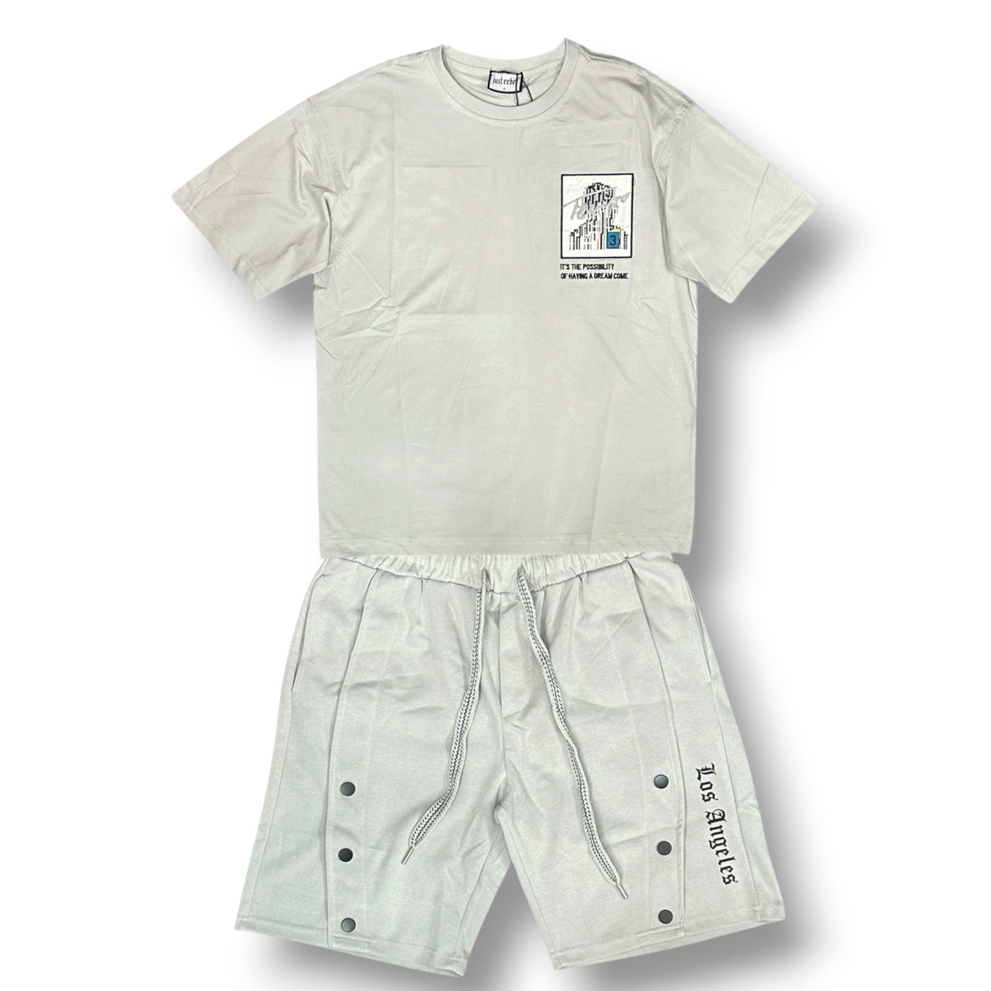 JUST REBEL - Completino estivo Uomo con stampa schienale, Col.Ice Grey