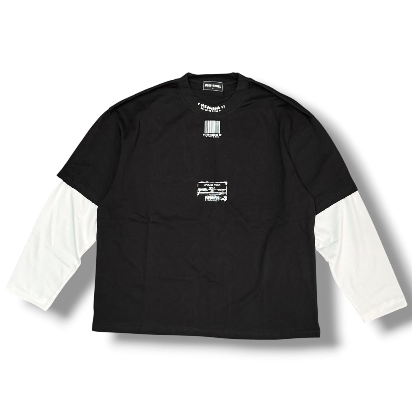 JUST RIBEL - T-Shirt Uomo, (veste comoda), con stampa schienale, Col.Nero