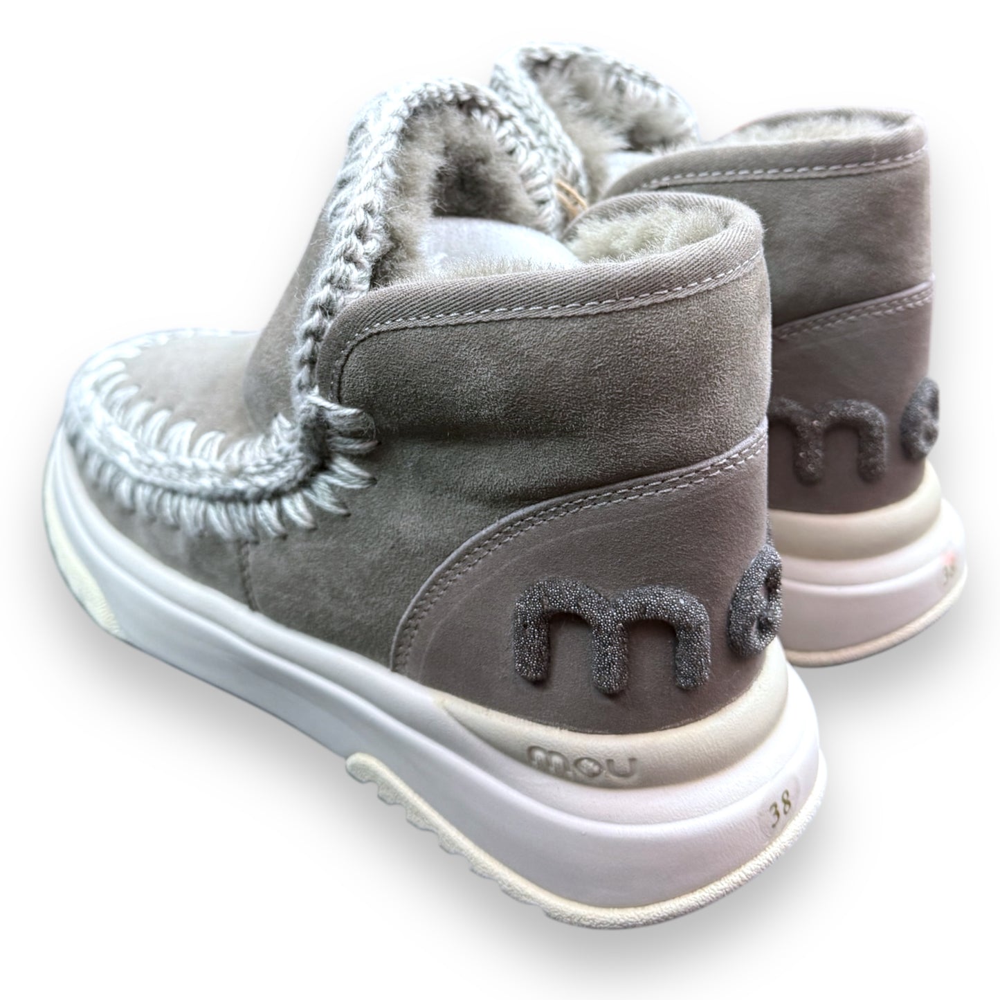 Stivaletto MOU Donna, Eskimo Jogget ,Vera pelle di montone, Col. Grigio, Logo glitter