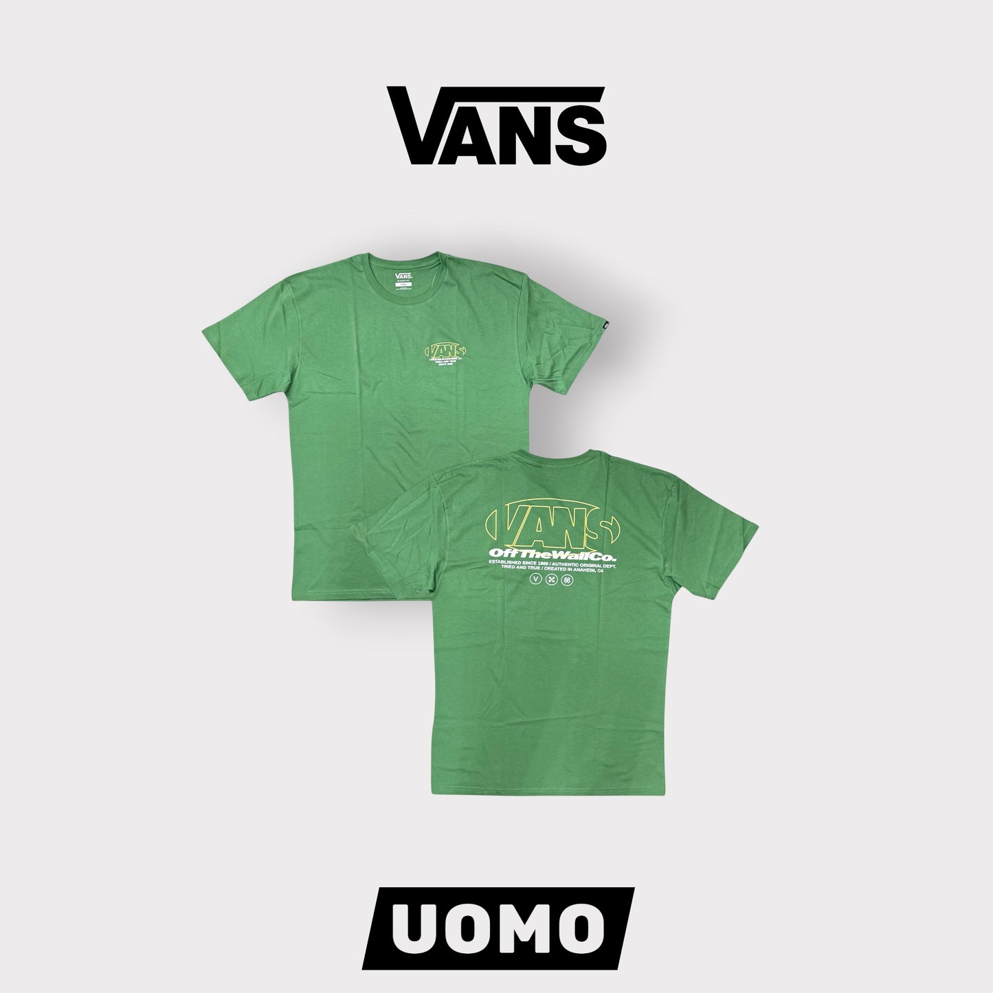 VANS- T-Shirt Uomo Classic Fit con logo lato cuore Giallo, Col.Verde