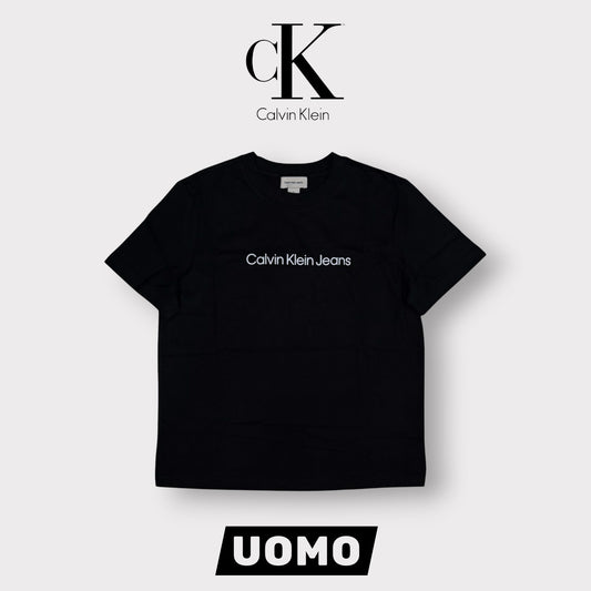 CALVIN KLEIN - T-Shirt Uomo con scritta stampata frontale, Col.Nero