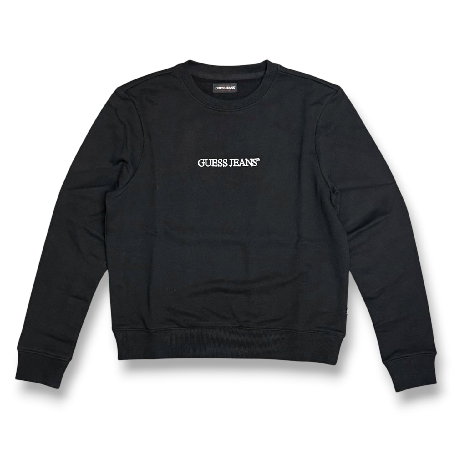 GUESS-Felpa estiva Donna, girocollo e con ricamo frontale, tex.cotone garzato, Col.Nero