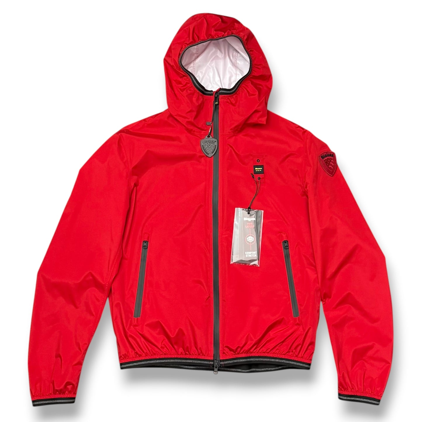 Giubbotto BLAUER Uomo, antivento con cappuccio, mod.FARRIN, Col.Rosso