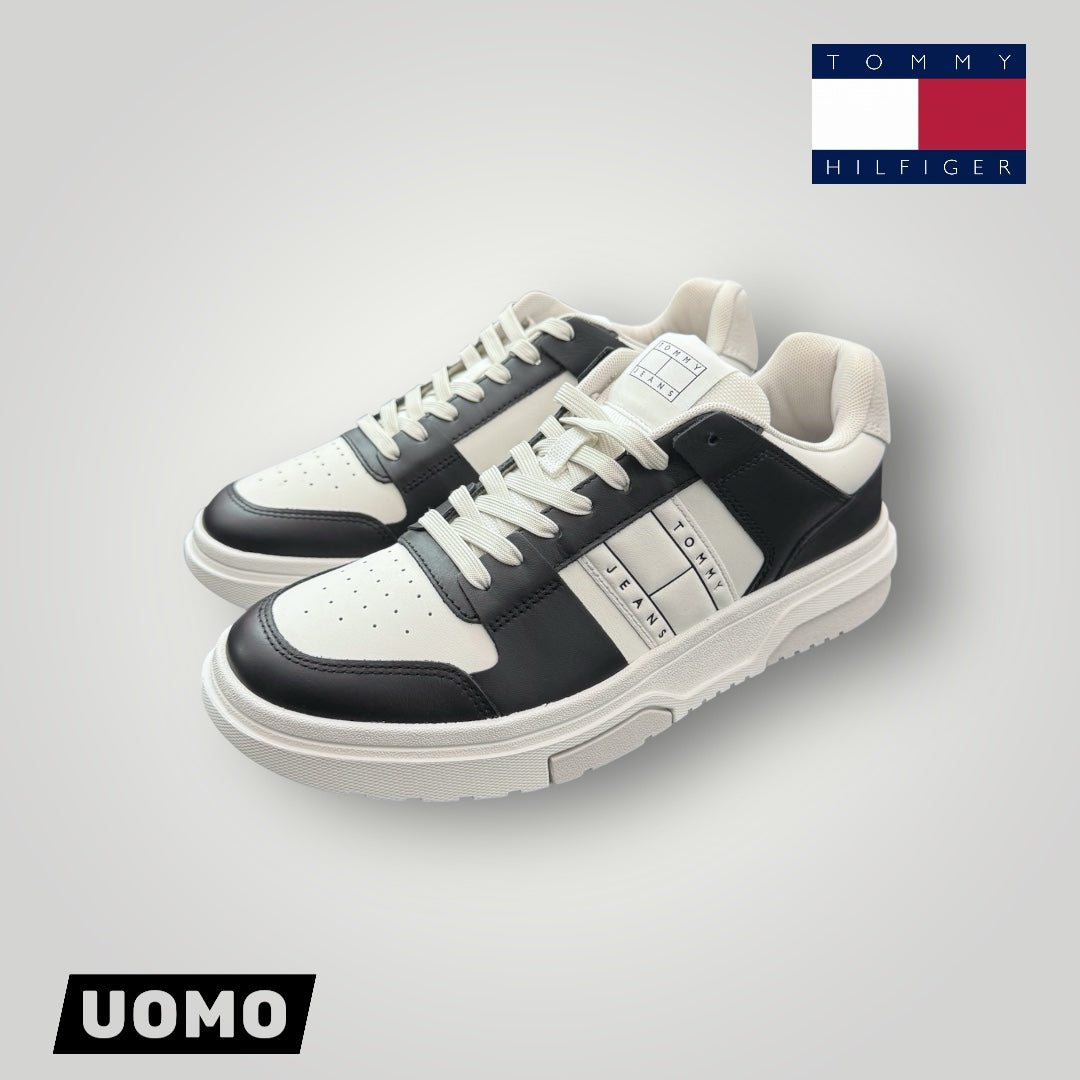 Scarpe TOMMY HILFIGER Uomo, mod.The Brooklyn Leather, col.Nero/Bianco