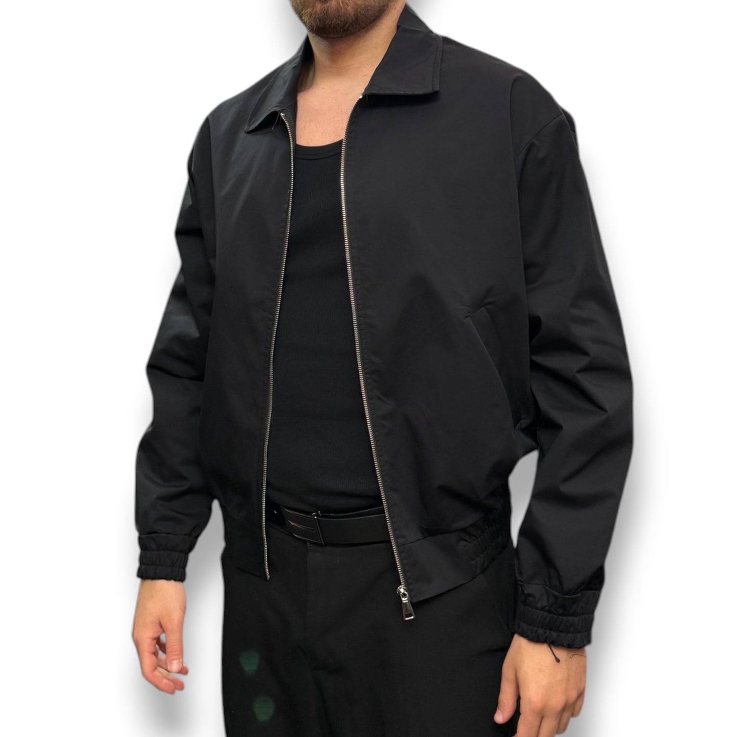 AFTER 91- Giacca /CamiciaUomo con zip, Boxy Fit Col.Nero