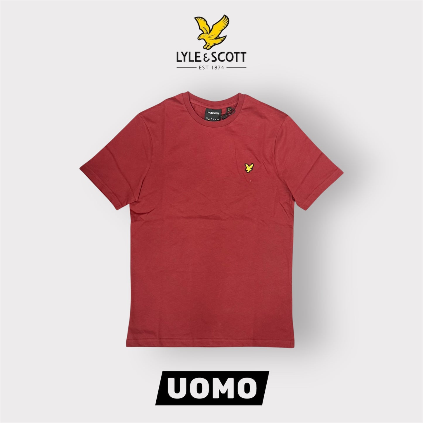 LYLE & SCOTT- T-Shirt Uomo Regular Fit, Col.Oxblood Red