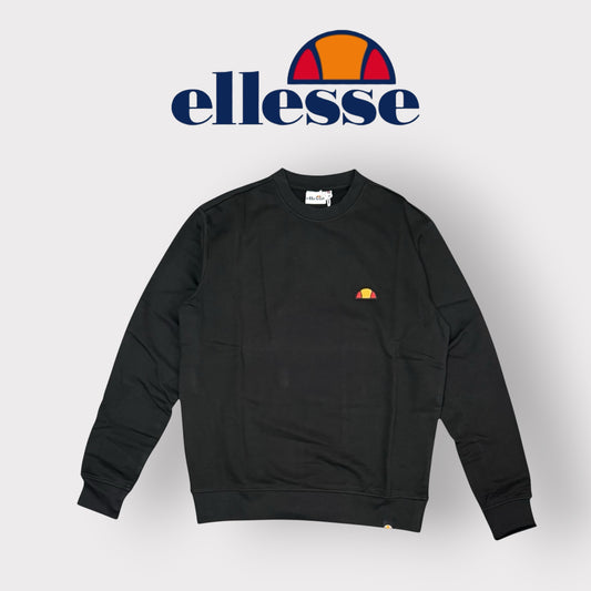 ELLESSE - Felpa Uomo con logo ricamato lato cuore, girocollo, Col.Nero
