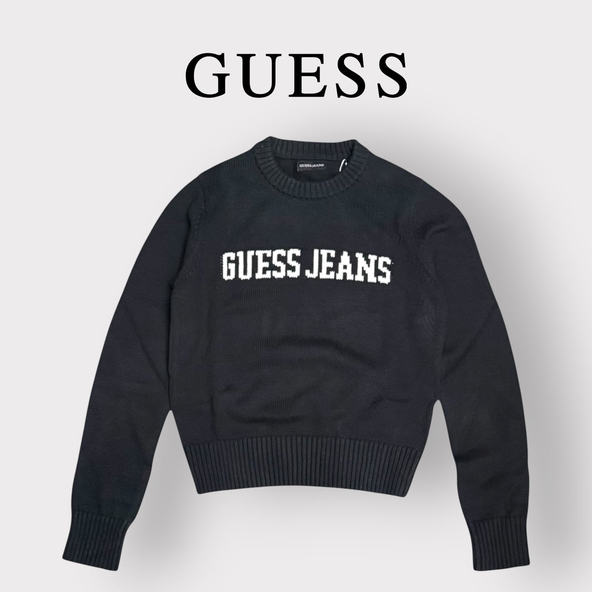 GUESS - Maglioncino Donna, con scritta frontale, Col.Nero