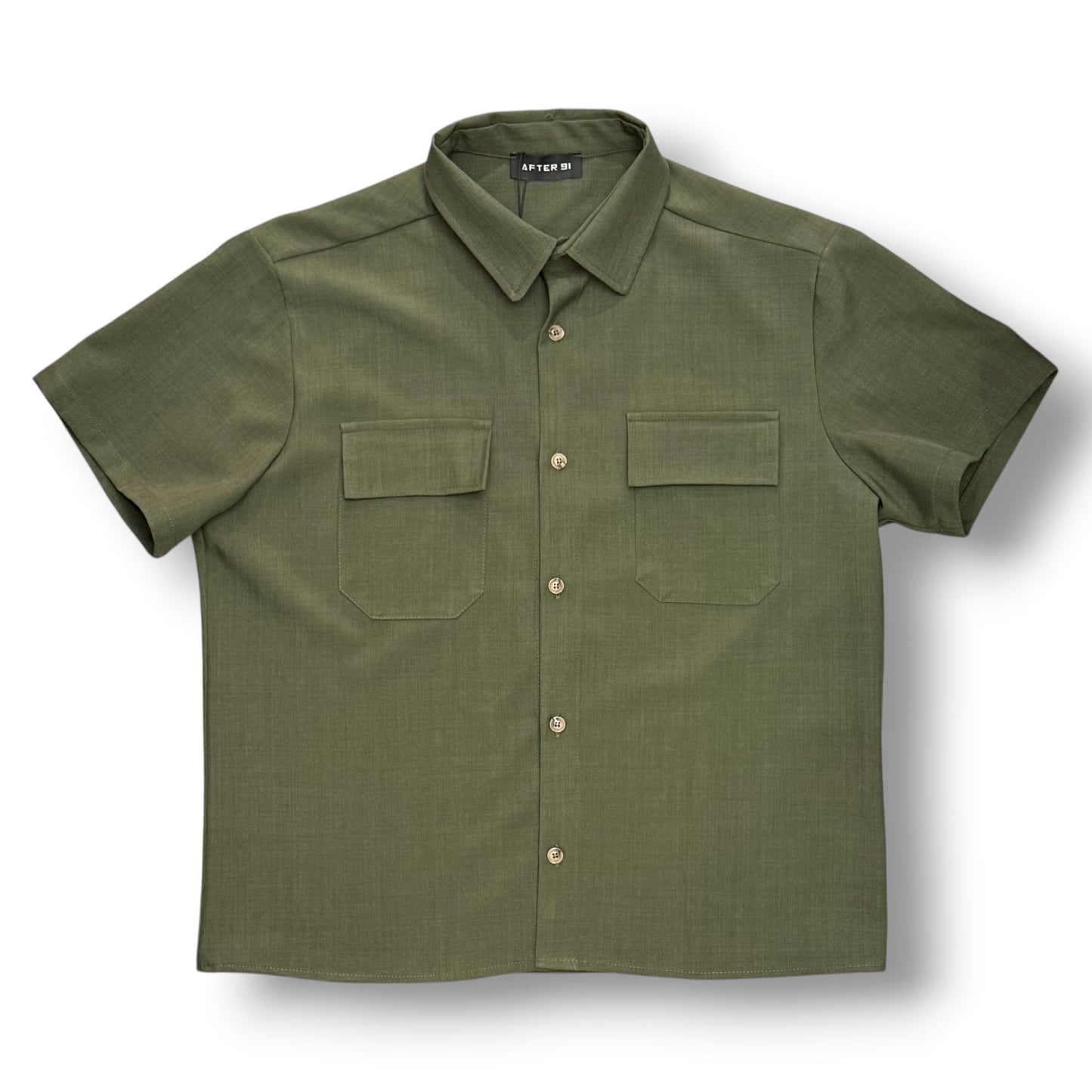 AFTER 91- Camicia Uomo mezza manica,Boxy Fit, Col.Verde