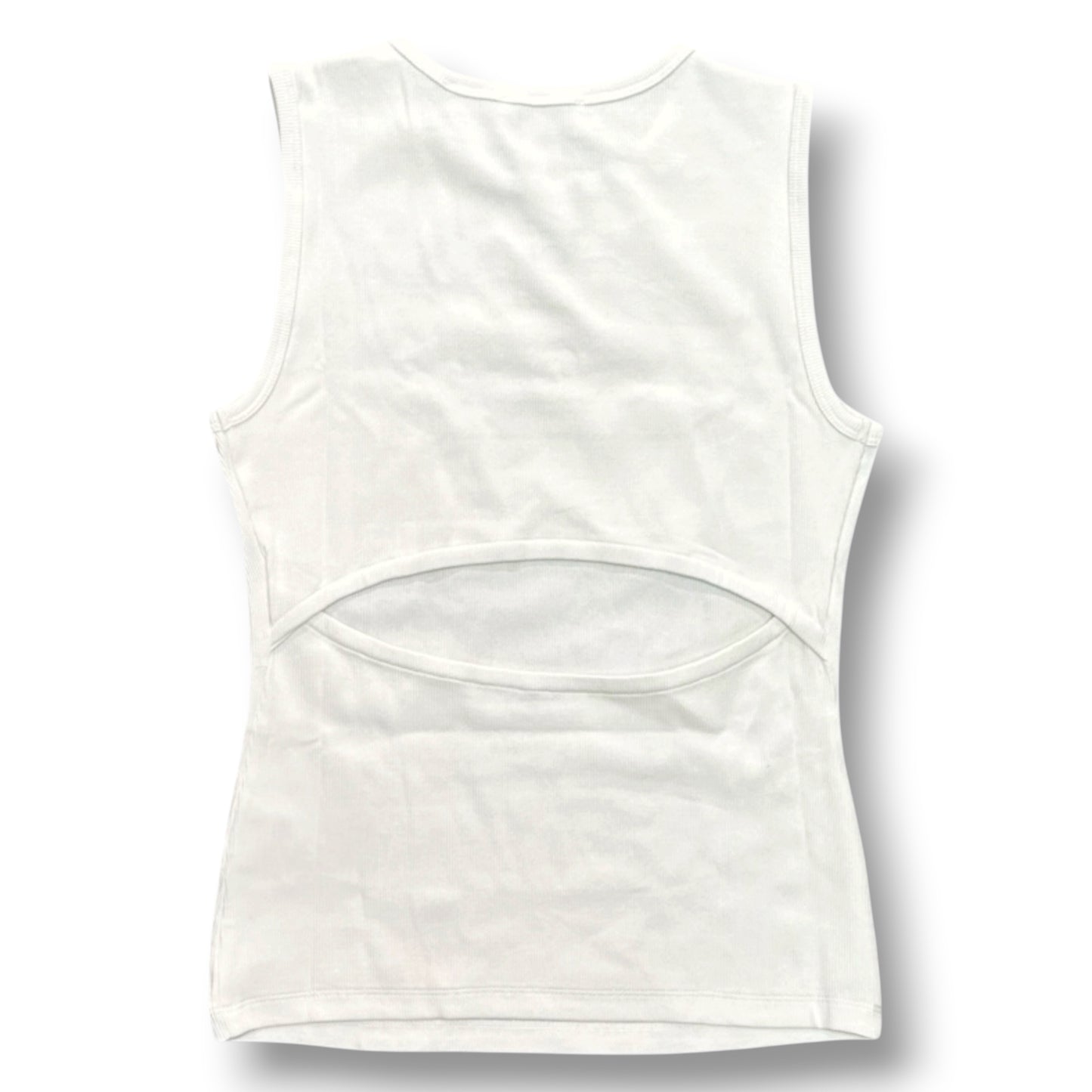 CALVIN KLEIN- Canotta a costine Donna, con logo frontale e taglio dietro, Slim Fit, col.Bianco