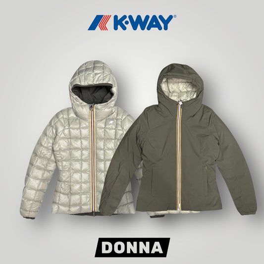 Giubbotto K-WAY Donna reversibile, mod.Lily St Thermo Double, Col.Black Olive-Green Oak