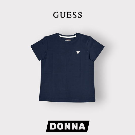 GUESS JEANS- T-shirt Donna, RegularFit, con logo lato cuore, col.Blu