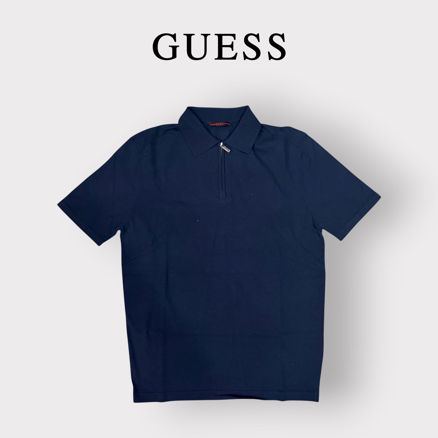 GUESS- Polo Uomo, in filo, Regular Fit, col.Blu