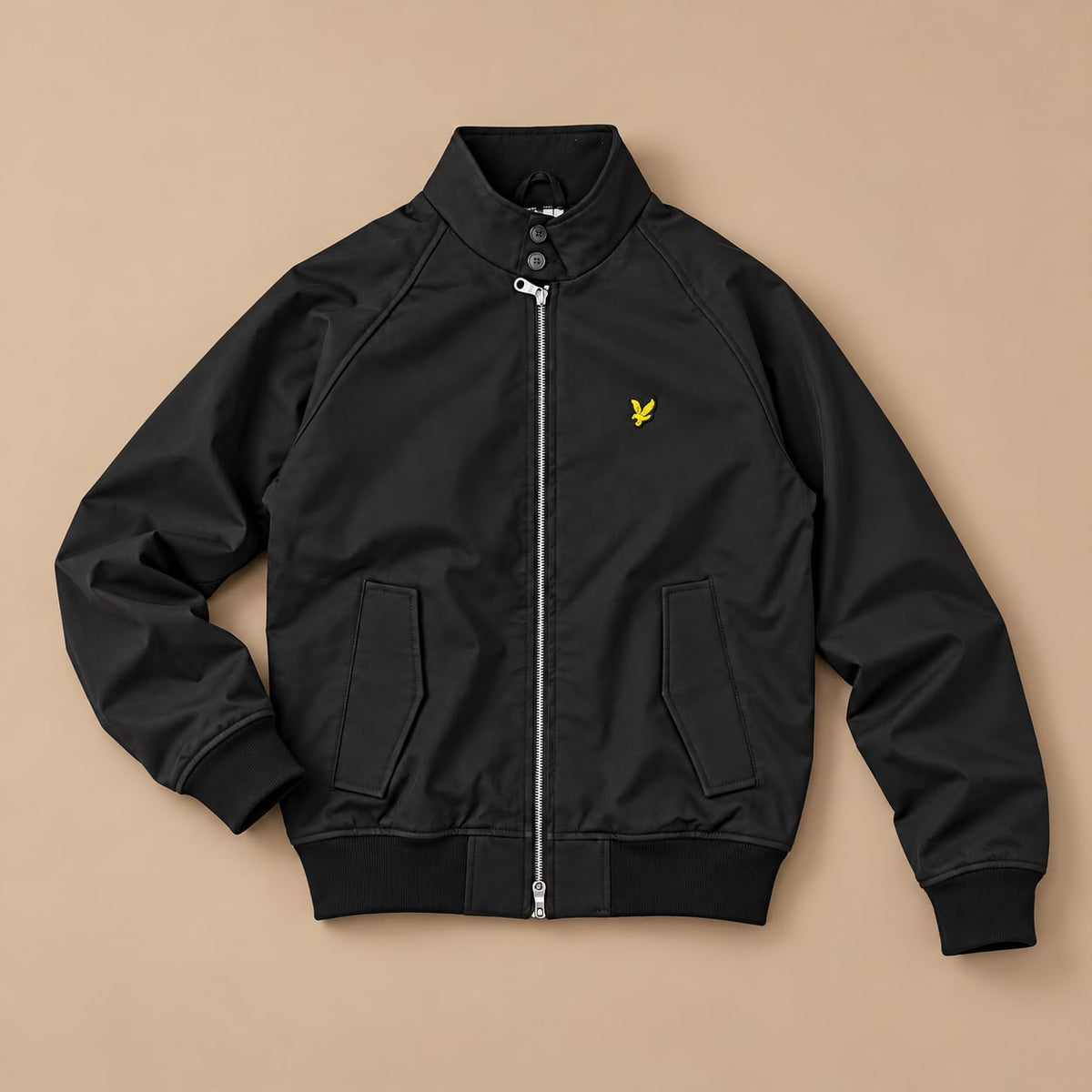 LYLE&SCOTT- Giubbotto Uomo, in softshell con interno in flanella, senza cappuccio, mod.Softshell Harrington Jacket, col.Jet Black