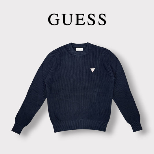 GUESS - Maglioncino Uomo, con logo lato cuore, Col.Blu