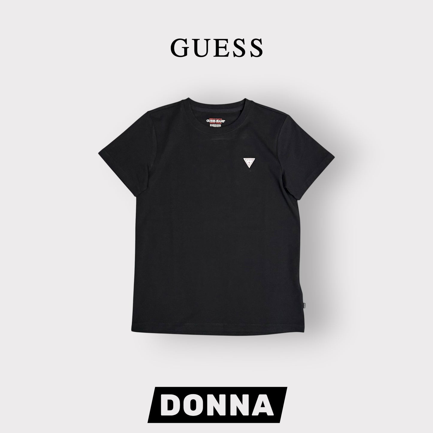 GUESS JEANS- T-shirt Donna, RegularFit, con logo lato cuore, col.Nero