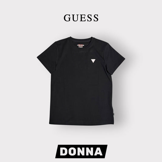 GUESS JEANS- T-shirt Donna, RegularFit, con logo lato cuore, col.Nero