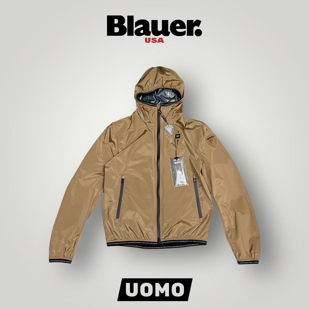 Giubbotto BLAUER Uomo, antivento con cappuccio, mod.FARRIN, Col.Tabacco