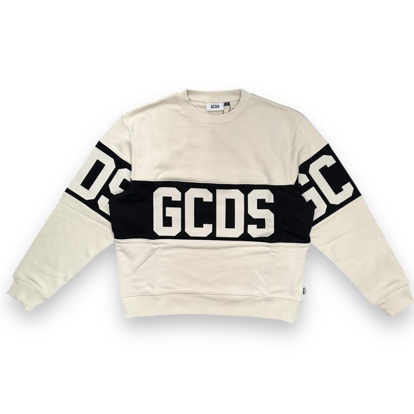 Felpa GCDS girocollo, tex.garzato, col.Beige/Nero