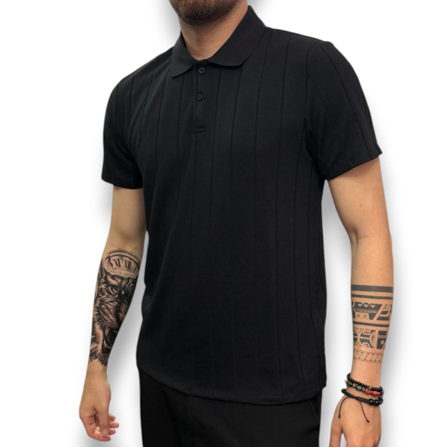 GUESS- Polo Uomo, in filo, Regular Fit, Col.Nero