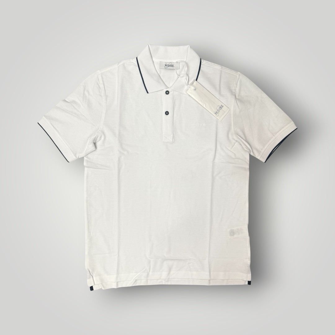 Polo YES-ZEE in piquet con righino sul collo, col.Bianco