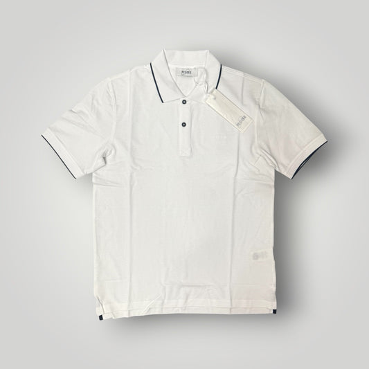 Polo YES-ZEE in piquet con righino sul collo, col.Bianco