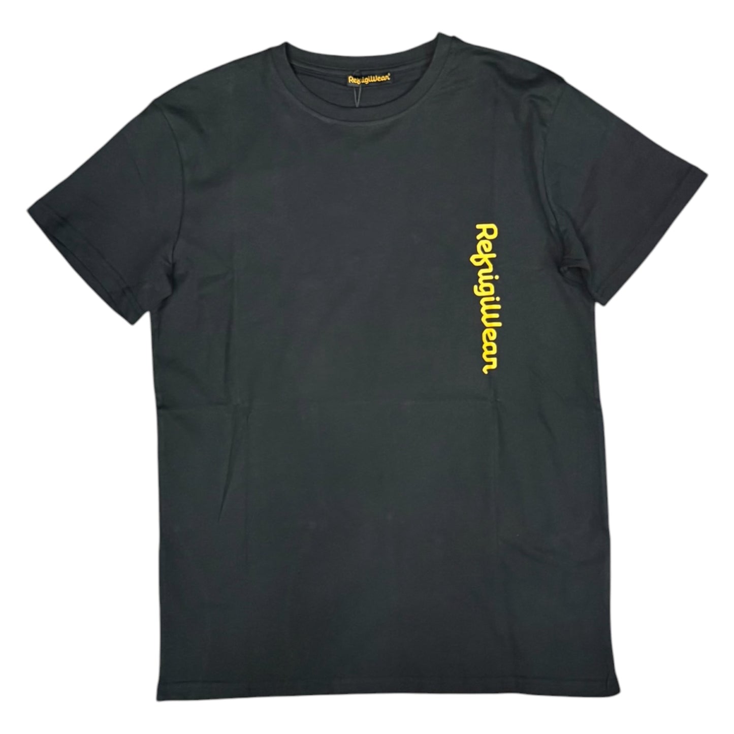REFRIGIWEAR - T-Shirt Uomo con scritta orizzontale, Col.Nero