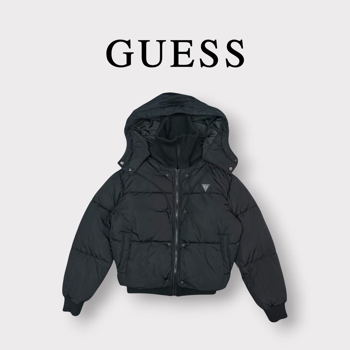 GUESS - Giubbotto Donna, con strato interno di maglione removibile, con cappuccio sganciabile, Col.Nero