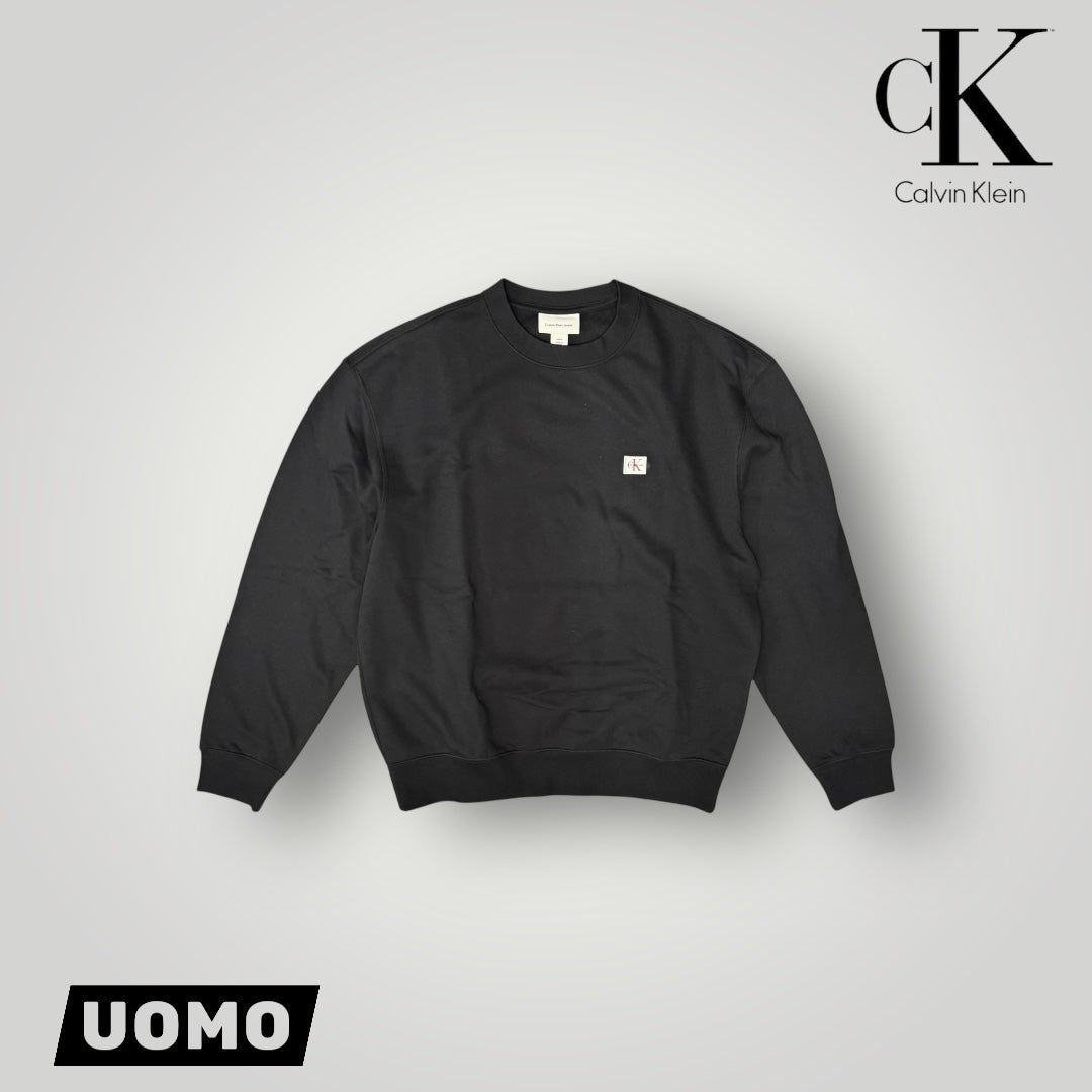 Felpa CALVIN KLEIN Uomo girocollo, tex. garzato, col.Nero (targhetta lato cuore CK Calvin Klein),(Oversize)