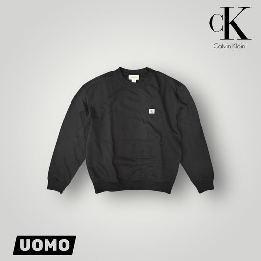 Felpa CALVIN KLEIN Uomo girocollo, tex. garzato, col.Nero (targhetta lato cuore CK Calvin Klein),(Oversize)