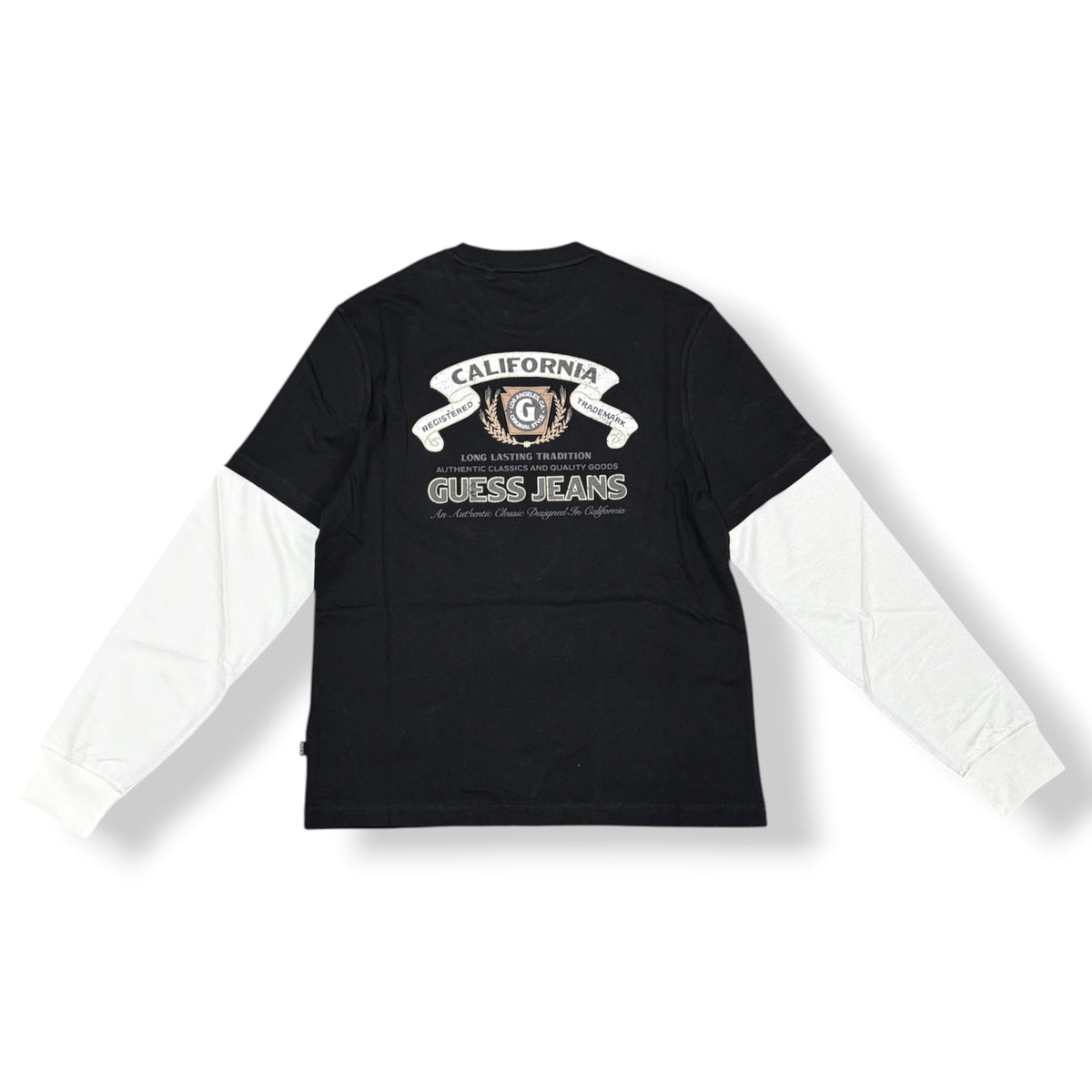 GUESS- T-shirt Uomo, manica lunga, con stampa schienale, col.Nero
