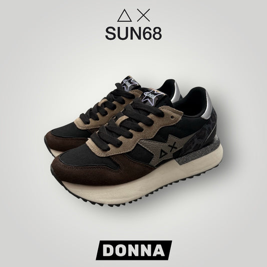 Scarpe SUN68 Donna, mod.Big Stargirl Mix Material, col.Nero