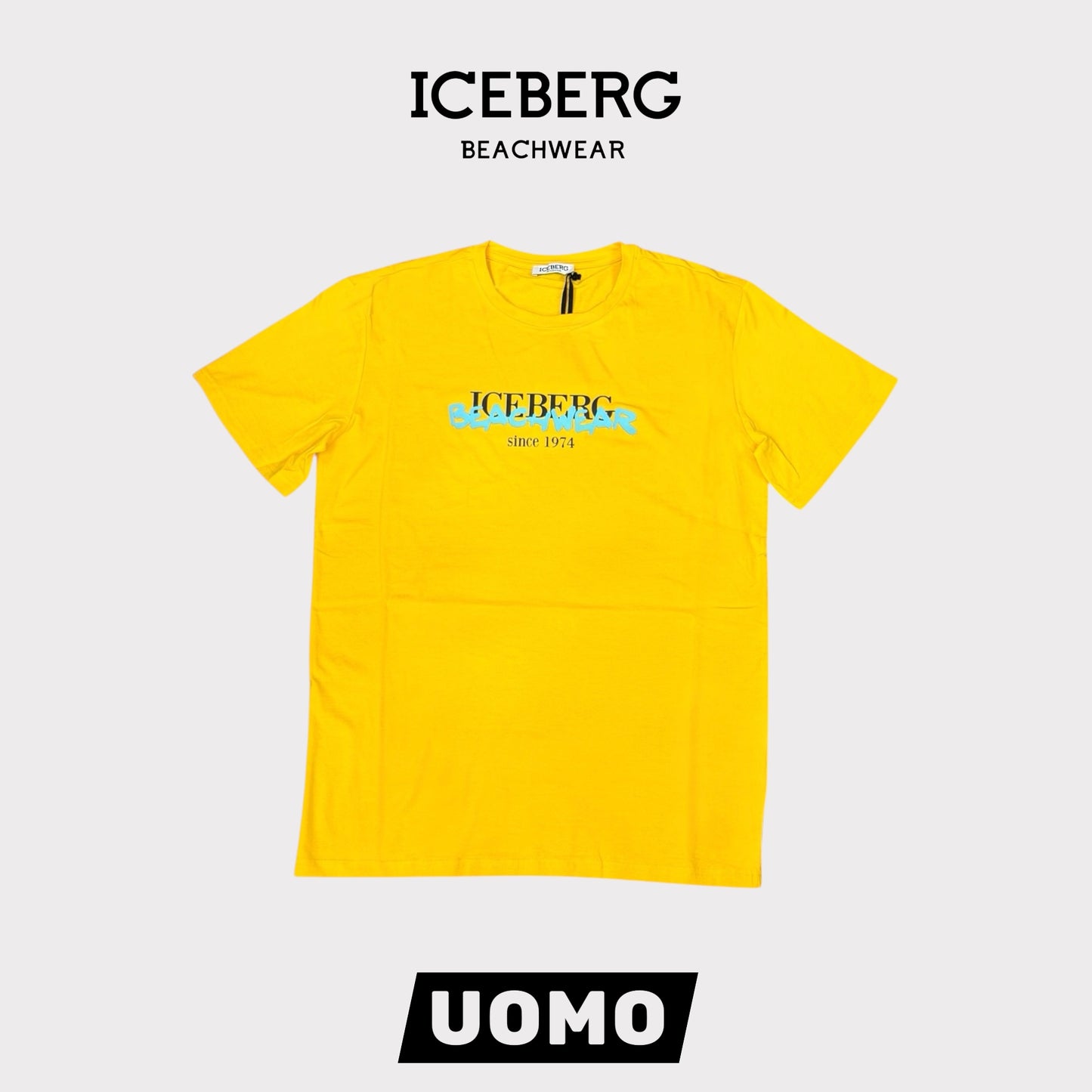 ICEBERG BEACHWEAR- T-shirt Uomo, stampa frontale in 3D, Col.Giallo