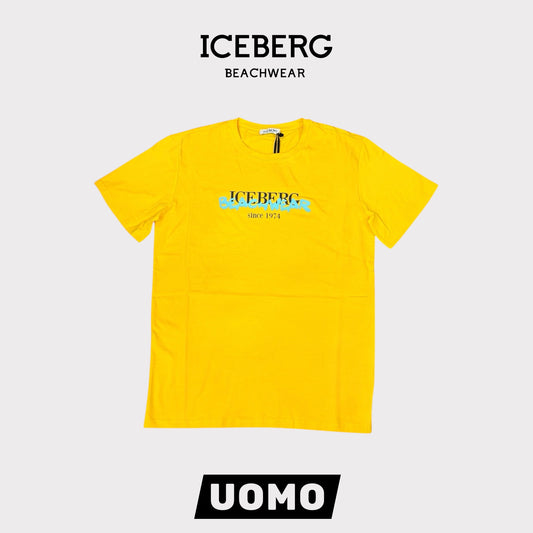 ICEBERG BEACHWEAR- T-shirt Uomo, stampa frontale in 3D, Col.Giallo