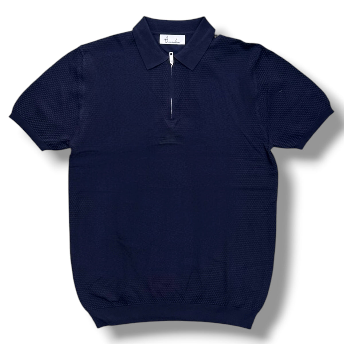BRUNO LEONI - Polo Uomo con mezza zip, in filo, Col.Blu
