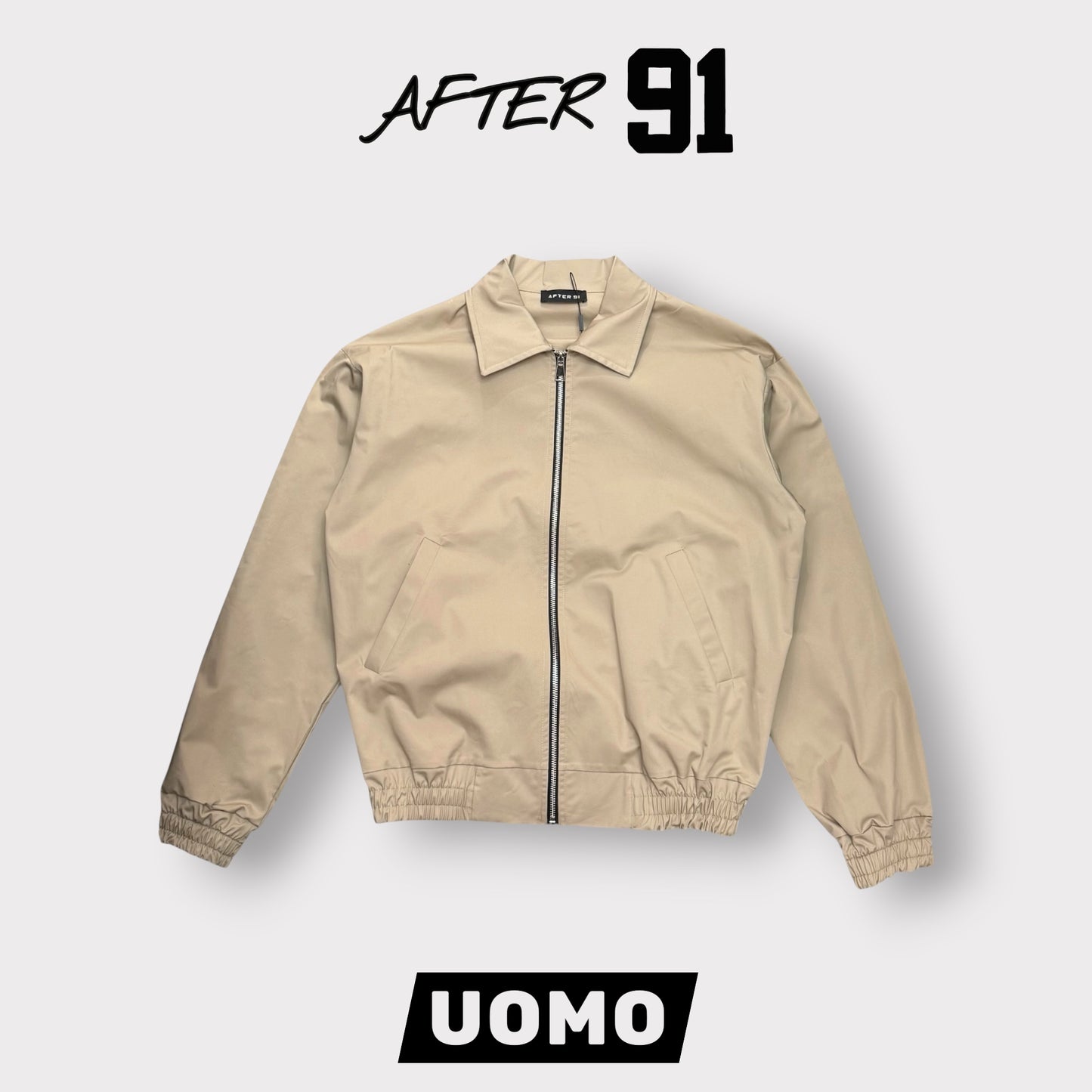 AFTER 91- Giacca/Camicia Uomo  con zip, BoxyFit,Col.Beige