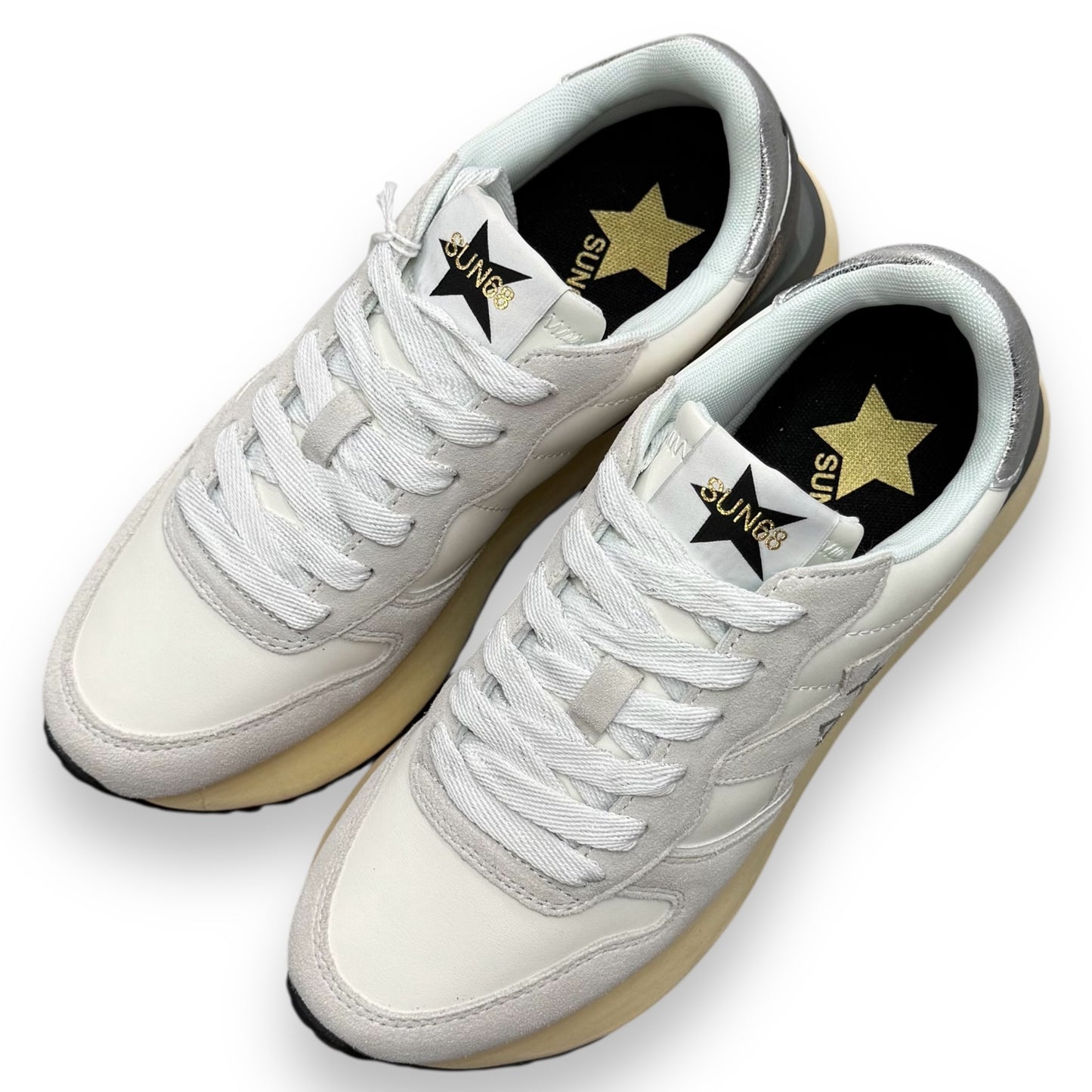 Scarpe SUN68 Donna, mod.Big Stargirl Back Silver, col.Bianco