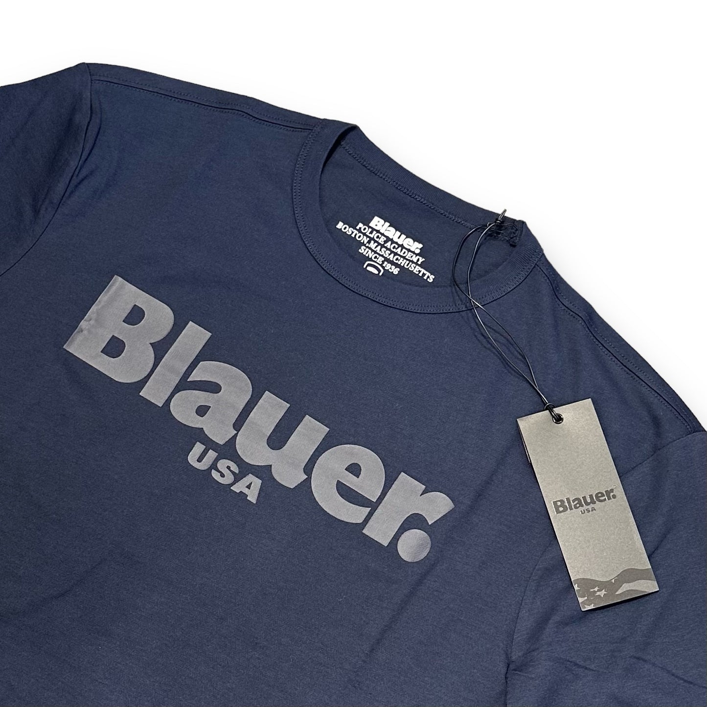 T-shirt BLAUER Uomo blu con stampa frontale tono su tono, RegulrFit