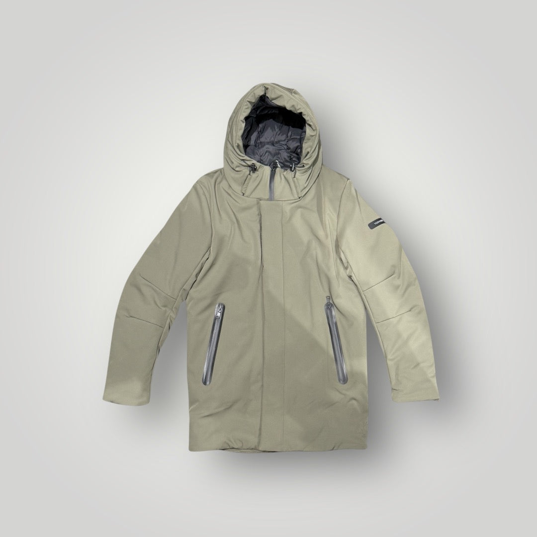 Giubbotto Softshell lungo YES-ZEE Uomo, Cappuccio fisso, Slim Fit, Col. Verde