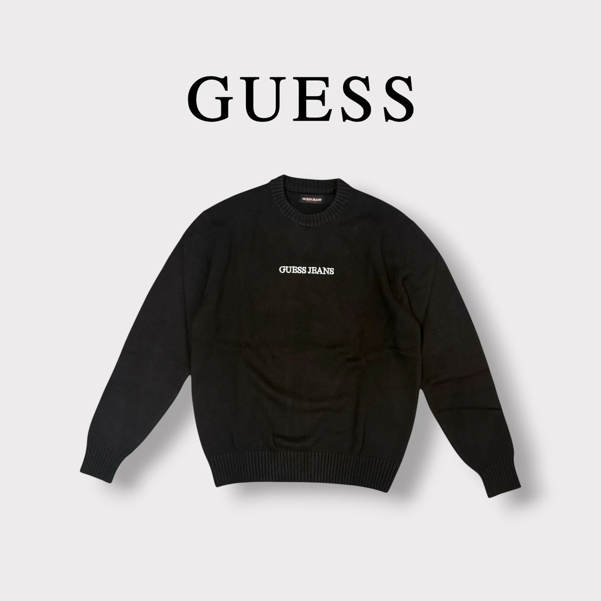 GUESS - Maglioncino Uomo, con scritta ricamata, Col.Nero