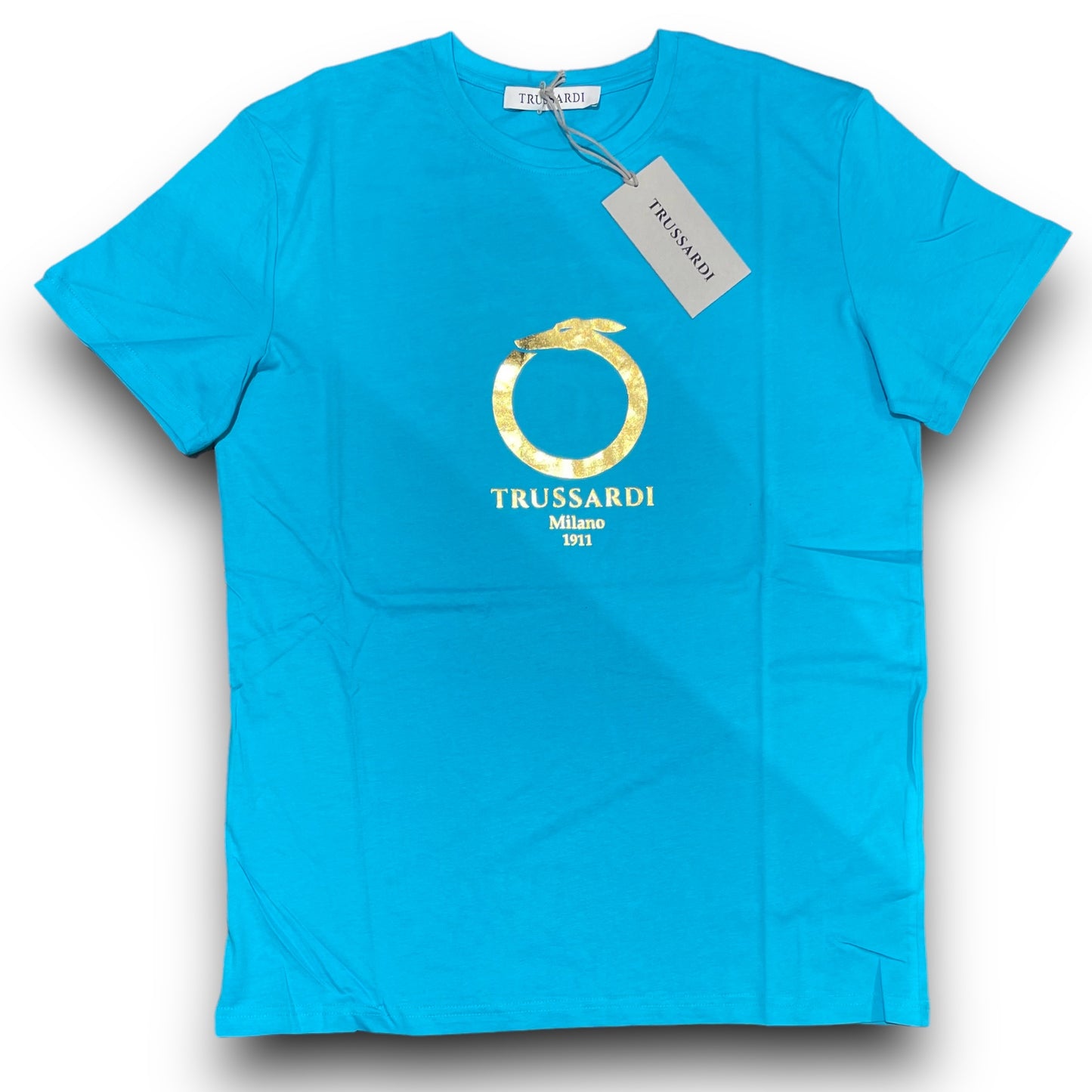 T-shirt TRUSSARDI Uomo con stampa frontale,col.Turchese, RegularFit