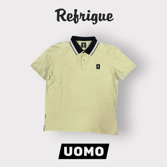 REFRIGUE- Polo Uomo, con righino sul colletto, col.Greige