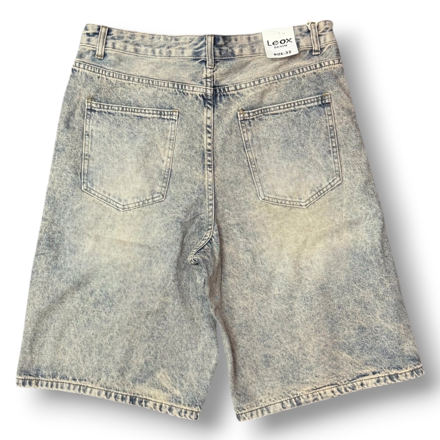 LEOX - Bermuda Uomo Baggy Fit (lunghezza sotto ginocchio), Col.Denim Sabbiato Chiaro