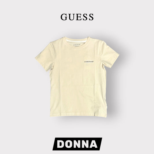 GUESS JEANS- T-shirt Donna, SlimFit, con stampa lato cuore, col.Beige