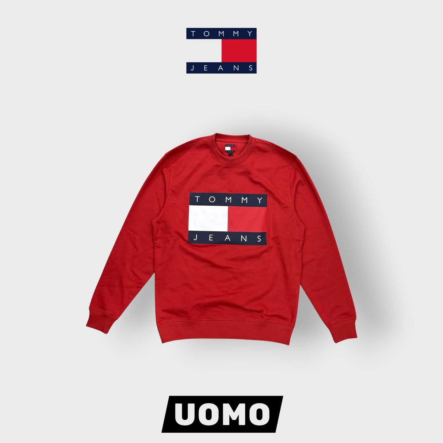 TOMMY HILFIGER-Felpa estiva Uomo, con stampa frontale, tex.cotone garzato, Col.Rosso