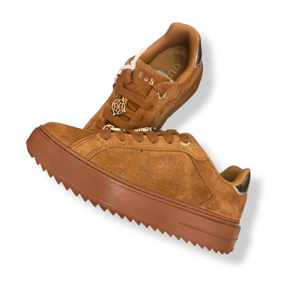 GUESS - Scarpe Donna, in camoscio, Col.Cammello